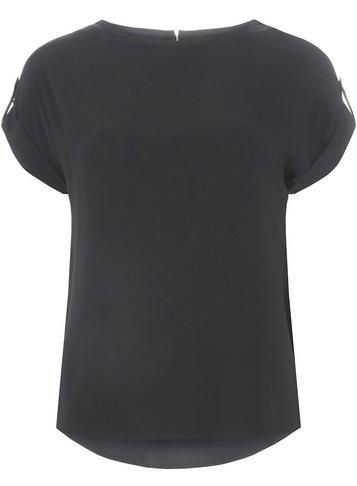 Dorothy Perkins Black Button Sleeve Blouse