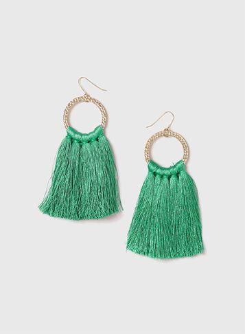 Dorothy Perkins Green Tassel Fan Earrings
