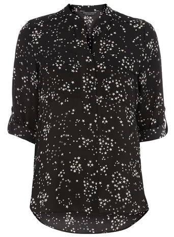 Dorothy Perkins Black Star Print Rollsleeve Shirt