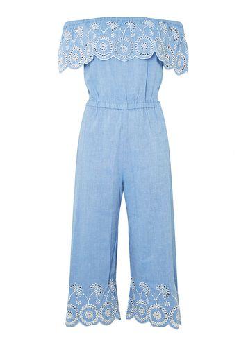 Dorothy Perkins Petite Chambray Embroidered Jumpsuit