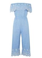 Dorothy Perkins Petite Chambray Embroidered Jumpsuit