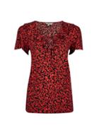 *billie & Blossom Red Leopard Print Ruffle Shoulder Top