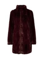 Dorothy Perkins Berry Red Longline Faux Fur Coat