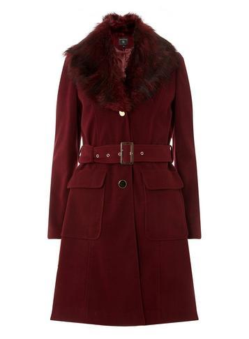 Dorothy Perkins Berry Faux Fur Collar Coat