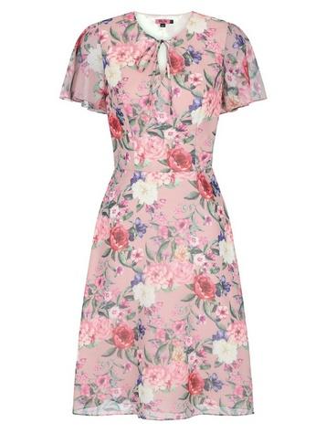 *chi Chi London Pink Floral Printed Midi Dress