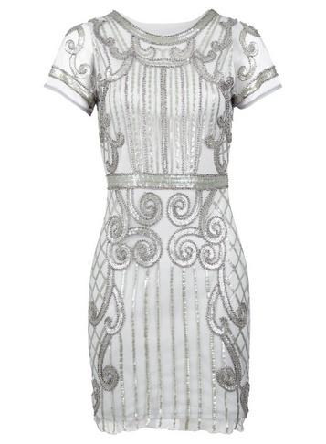 Dorothy Perkins *izabel London Grey Baroque Sequin Bodycon Dress