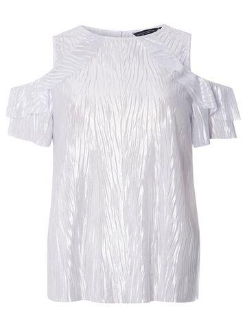 Dorothy Perkins Silver Cold Shoulder Plisse Top