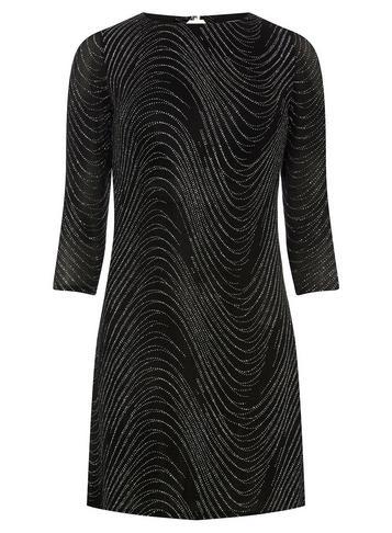 Dorothy Perkins *billie & Blossom Petite Black Glitter Wave Shift Dress