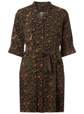 Dorothy Perkins Khaki Animal Shirt Dress