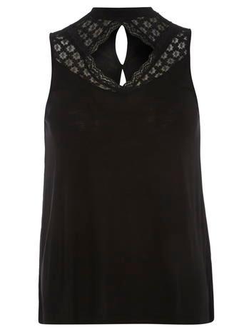Dorothy Perkins Black Lace Yoke Victoriana Top