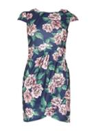 Dorothy Perkins *blue Vanilla Floral Cap Sleeve Tulip Dress