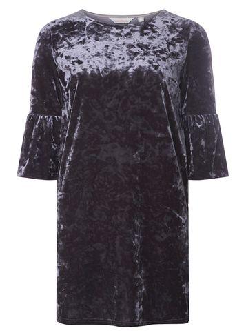 Dorothy Perkins *petite Grey Velvet Puff Sleeve Dress