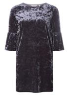 Dorothy Perkins *petite Grey Velvet Puff Sleeve Dress