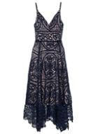 *quiz Navy Crochet V-neck Skater Dress