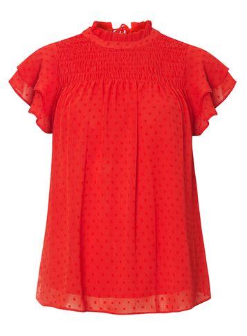 Dorothy Perkins Red Shirred Polka Dot Top