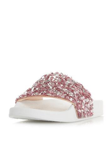 Dorothy Perkins *head Over Heels By Dune White 'luxe' Flat Sandals