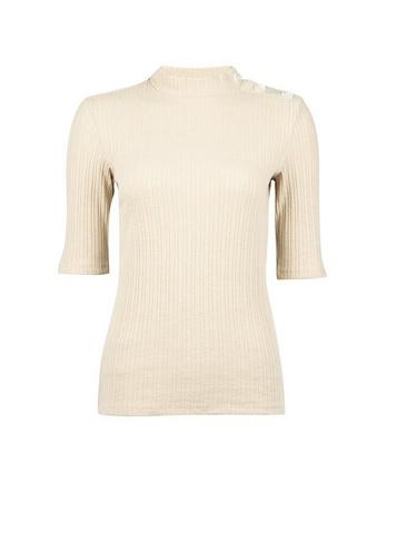 Dorothy Perkins Oatmeal Rib Button Shoulder Top