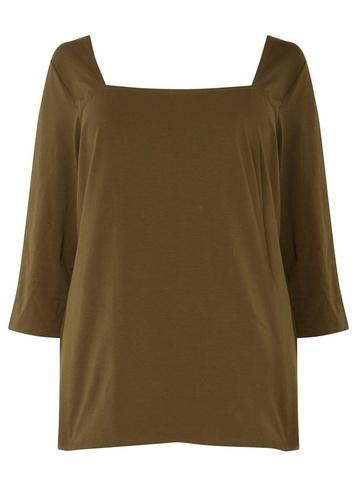 Dorothy Perkins *dp Curve Khaki Square Neck Top