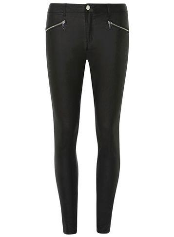 Dorothy Perkins Black Zip Coated 'frankie' Super Skinny Jeans