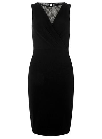 Dorothy Perkins *black Lace Insert Pencil Dress