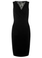 Dorothy Perkins *black Lace Insert Pencil Dress