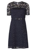Dorothy Perkins Lace Blue Fit And Flare Dress