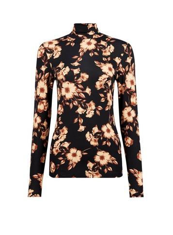 Dorothy Perkins Black Floral Print High Neck Top