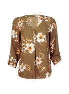 Dorothy Perkins Khaki Floral Print Button Roll Sleeve Shirt