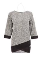 *quiz Grey And Black Light Knit Contrast Hem Top