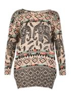 Dorothy Perkins *tenki Beige Elephant Print Jumper