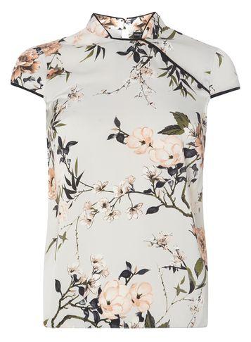 Dorothy Perkins Grey Floral Print Top
