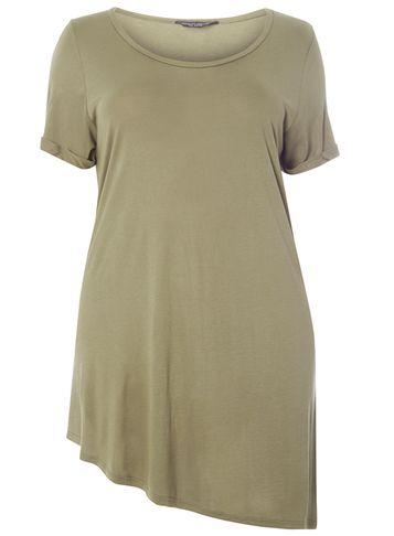 Dorothy Perkins Dp Curve Khaki Asymmetric T-shirt