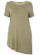 Dorothy Perkins Dp Curve Khaki Asymmetric T-shirt