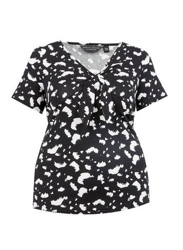 Dorothy Perkins *dp Curve Black Monochrome Tie Front Top