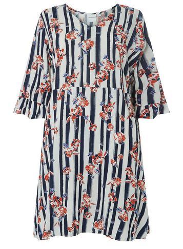 Dorothy Perkins *juna Rose Curve Multi Coloured 3/4 Sleeve Cuff Skater Dress