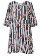 Dorothy Perkins *juna Rose Curve Multi Coloured 3/4 Sleeve Cuff Skater Dress