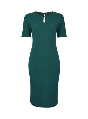 Dorothy Perkins Green Split Neck Short Sleeve Bodycon Dress