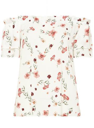 Dorothy Perkins Ivory Floral Print Bardot Top