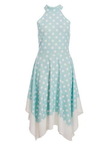 *quiz Mint Polka Dot Print Hanky Midi Dress