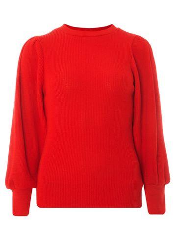 Dorothy Perkins Red Leg Of Puff Sleeve Jumper