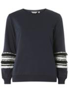 Dorothy Perkins Petite Navy Trim Sleeve Sweat Top