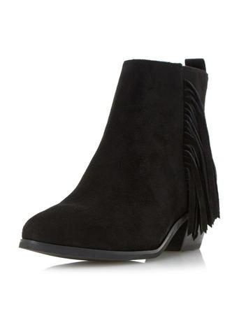 Dorothy Perkins *head Over Heels Black Pointed Fringed Boots