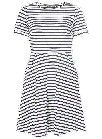 Dorothy Perkins Ivory Striped T-shirt Skater Dress