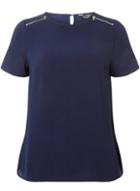 Dorothy Perkins Navy Zip Shoulder T-shirt