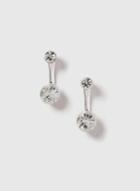 Dorothy Perkins Silver Look Crystal Front And Back Earrings