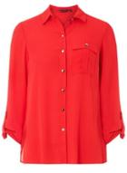 Dorothy Perkins Red Pocket Roll Sleeve Shirt