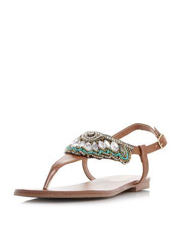 Dorothy Perkins *head Over Heels By Dune Tan 'leia' Flat Sandals