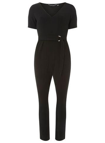 Dorothy Perkins Black V-neck D-ring Jumpsuit
