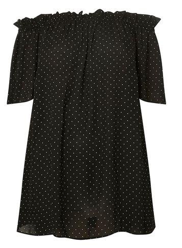 Dorothy Perkins *dp Curve Black Spotted Frill Bardot Top