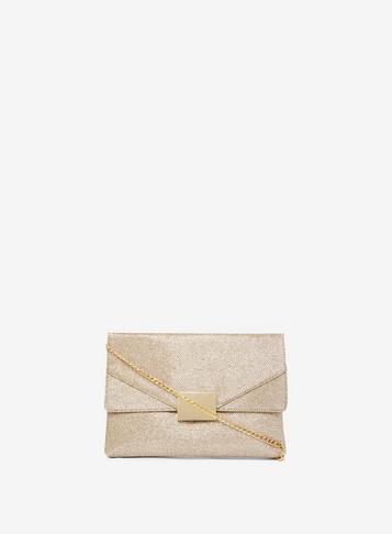 Dorothy Perkins Gold Square Hardware Clutch Bag